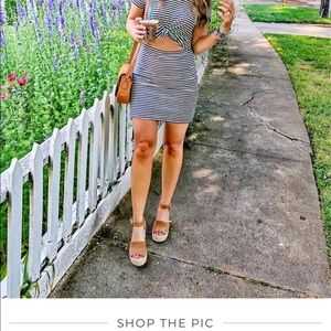 Socialite,striped, front cut out dress, size small